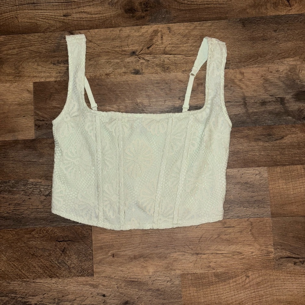 American Eagle Outfitters Mint Green Floral Corset/Tank Top